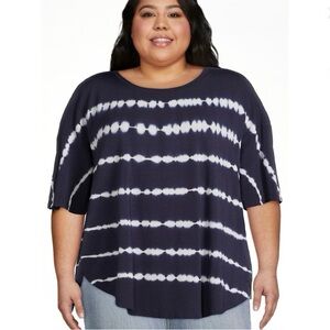 Time and Tru Women's Crewneck Solid & Tie-Dye Tunic Tee Plus Size XXXL (22) Blue